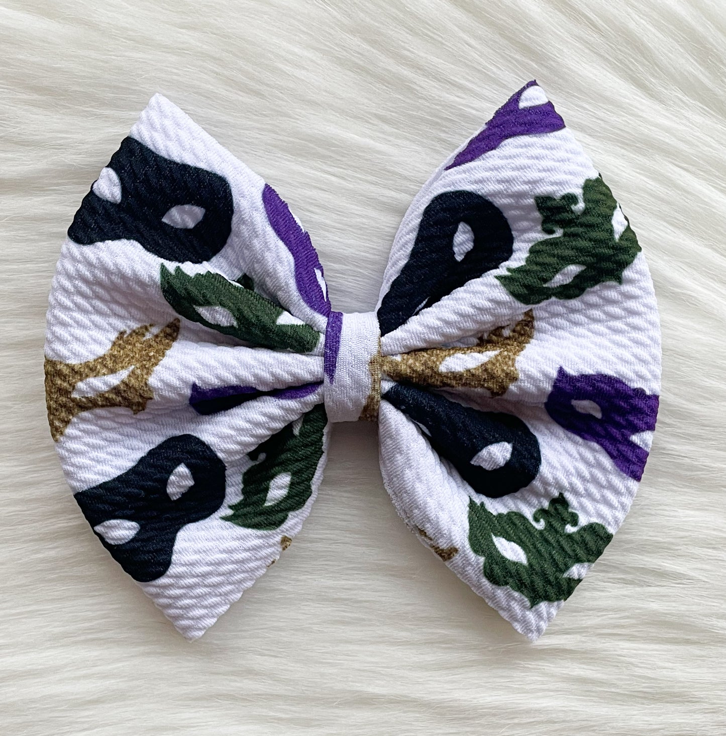 Mardi Gras Fabric Bow