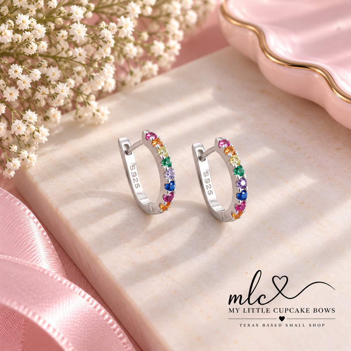 Rainbow Sparkle Huggie Earring Set