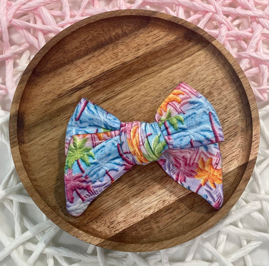 Colorful Palm Trees Ribbed Chunky Tied