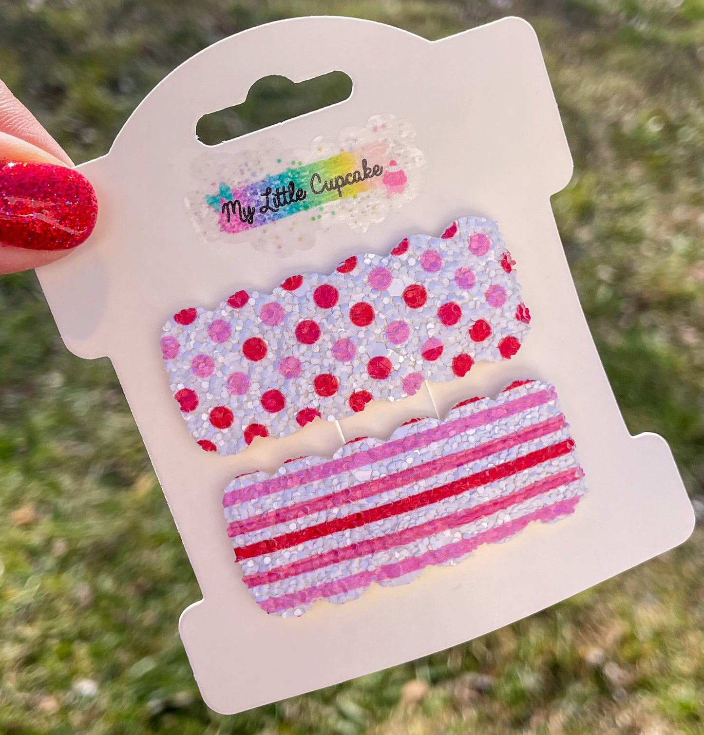 Dots & Stripes Glitter Snap Clip Set