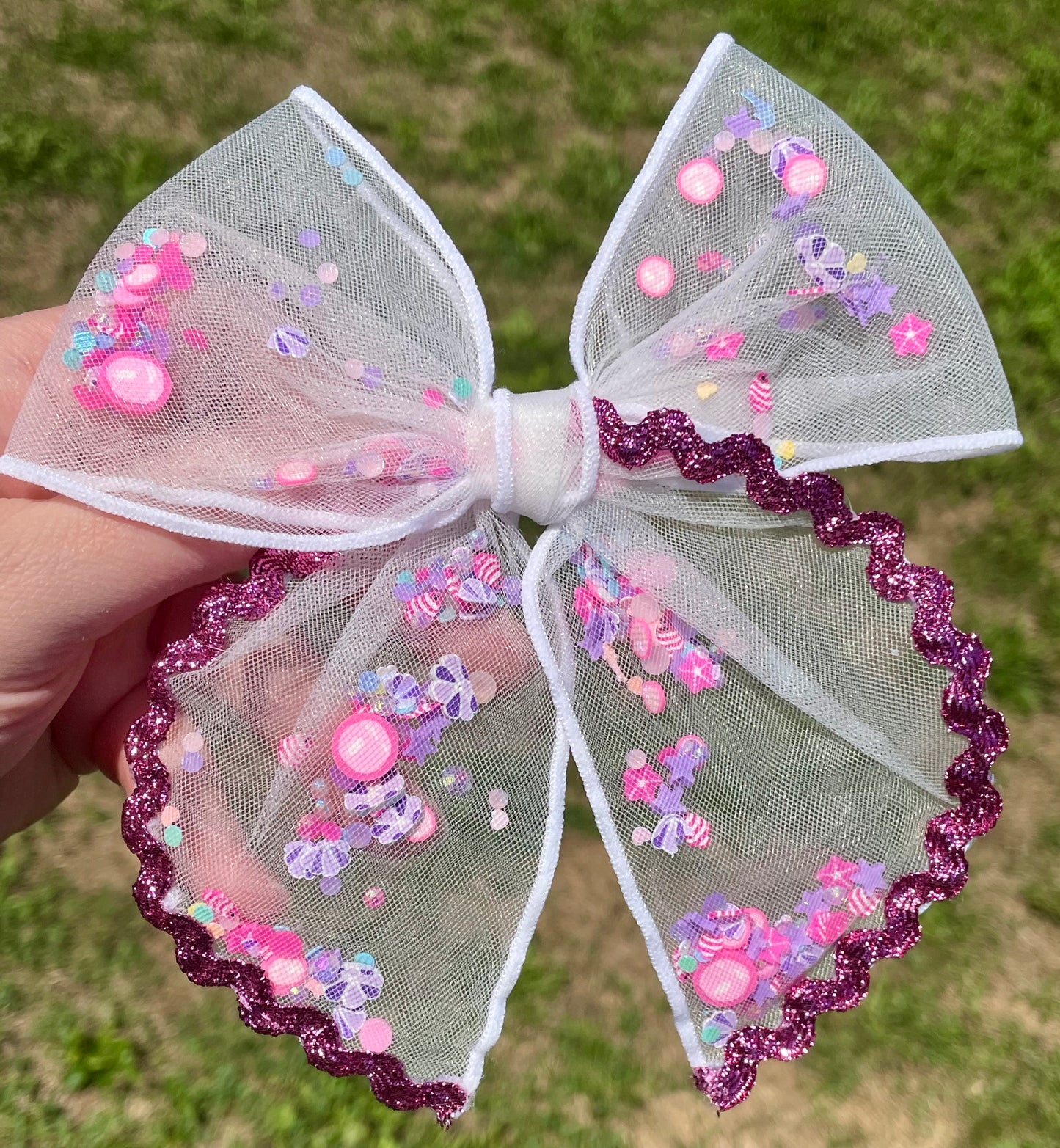 Pink & Purple Large Fancy Shaker Bow