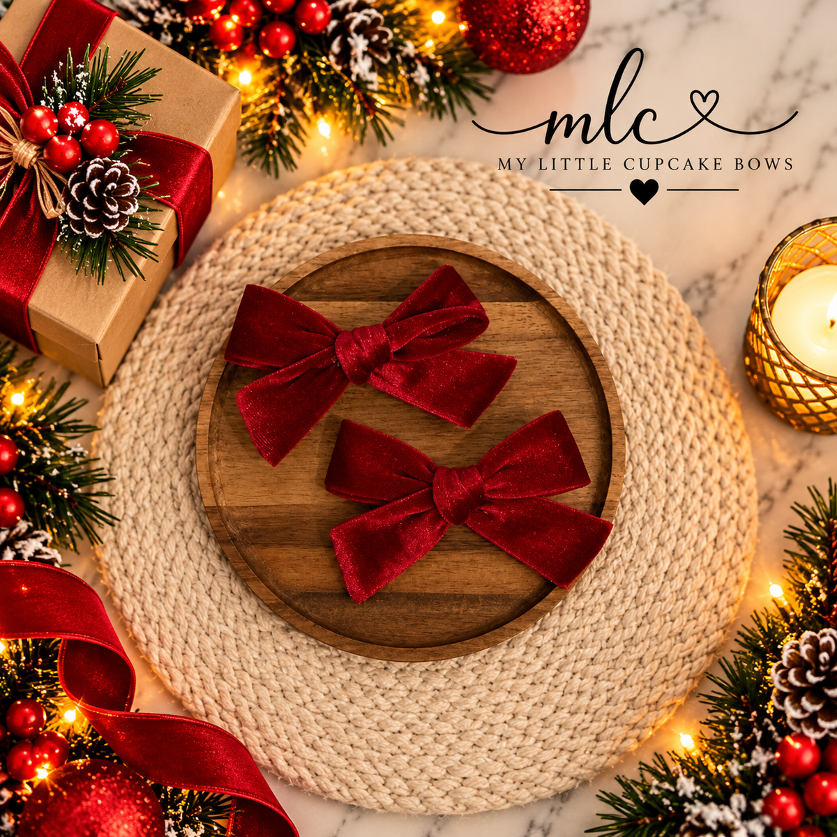 Velvet Sweethearts – Hand-Tied Hair Bows