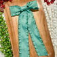 Sage Ruffle Ribbon Long Tail
