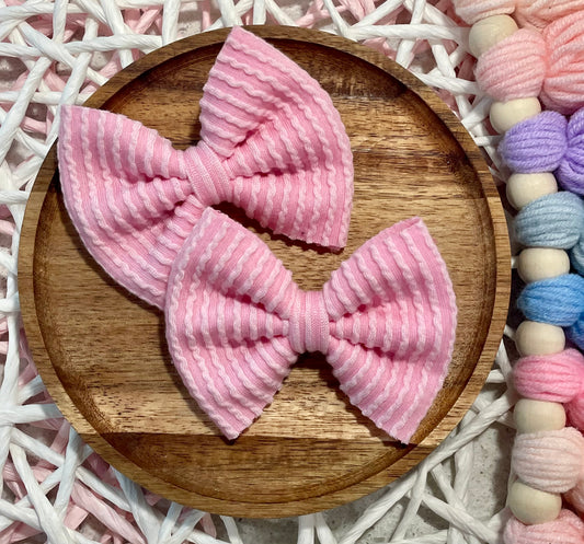 Pink Waved Ribbed Fabric Bow