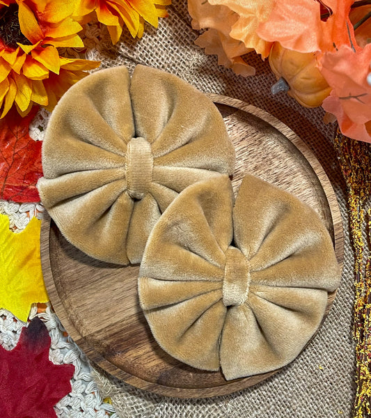 Taupe Plushy Velvet Fabric