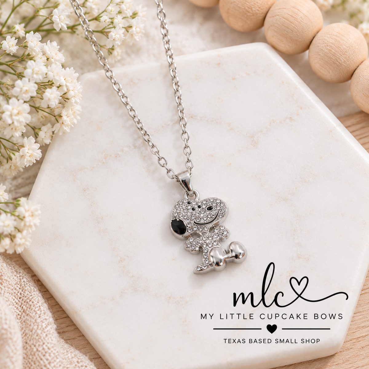 Sparkling Snoopy Charm Necklace