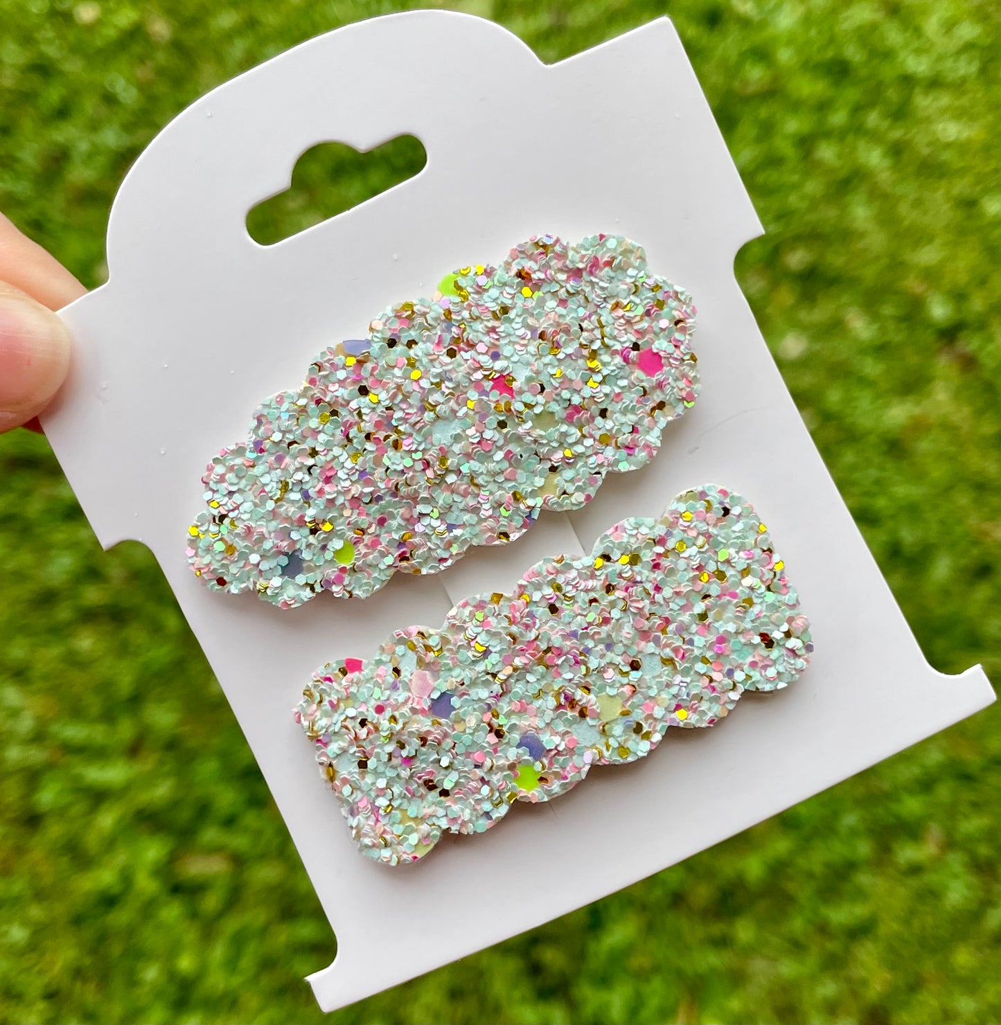 Mint Sparkle Pop Glitter Snap Clip