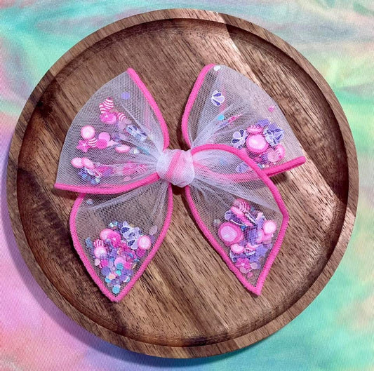 Hot Pink & Purple Shells Shaker Bow