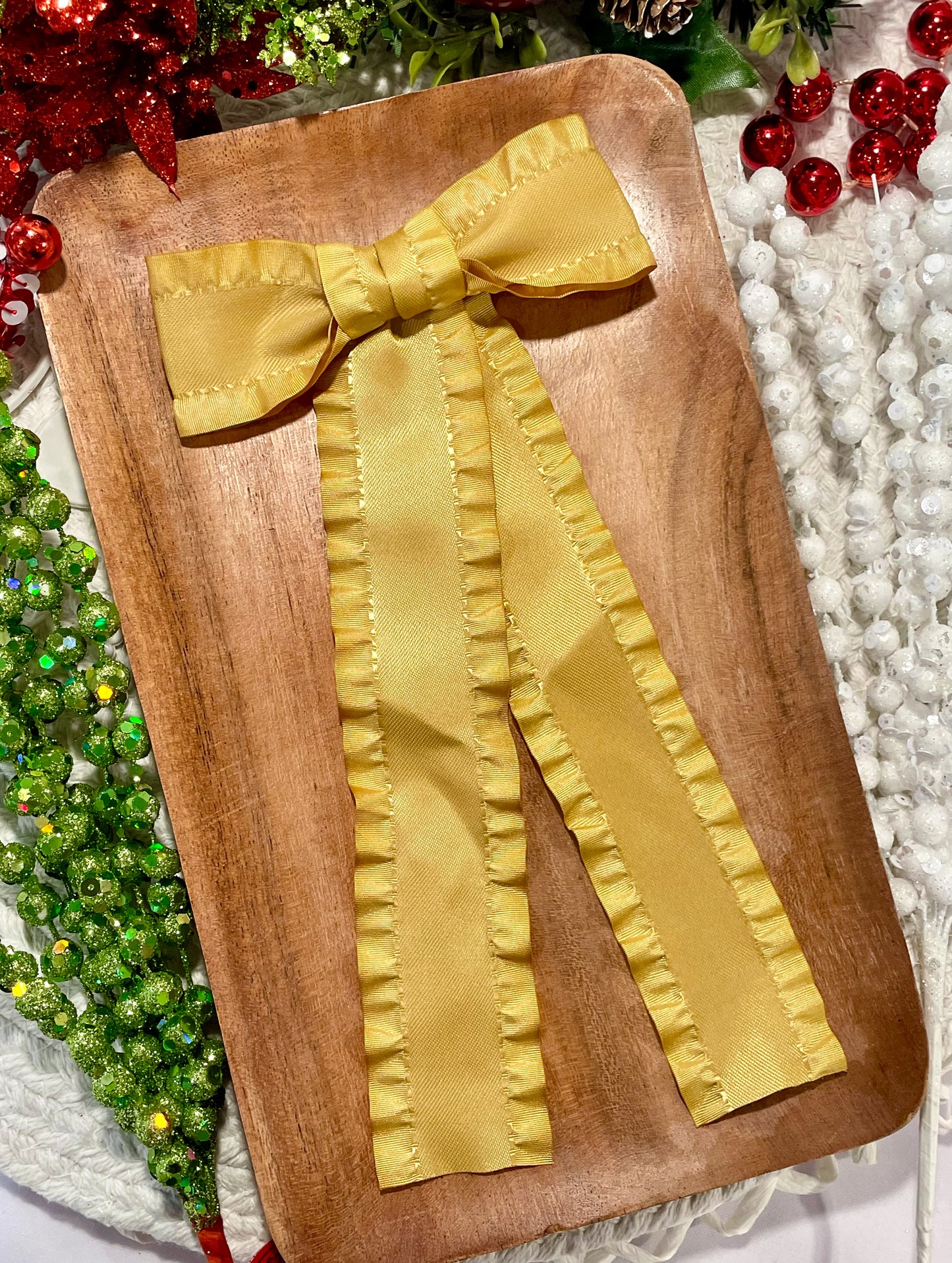 Gold Ruffle Ribbon Long Tail