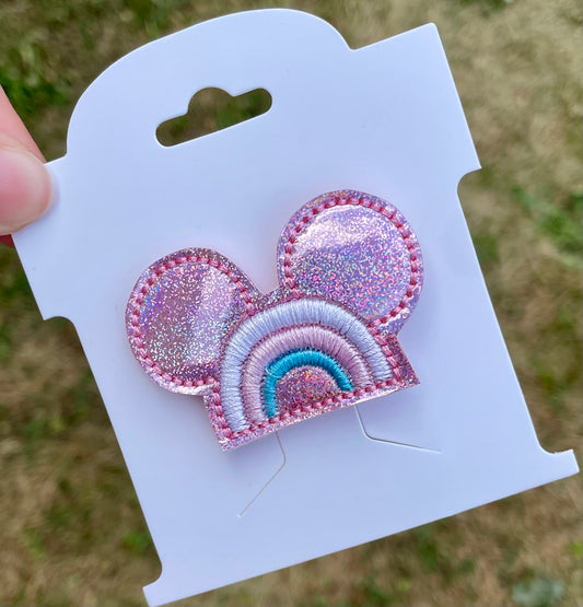 Mouse Holo Rainbow Feltie Clip