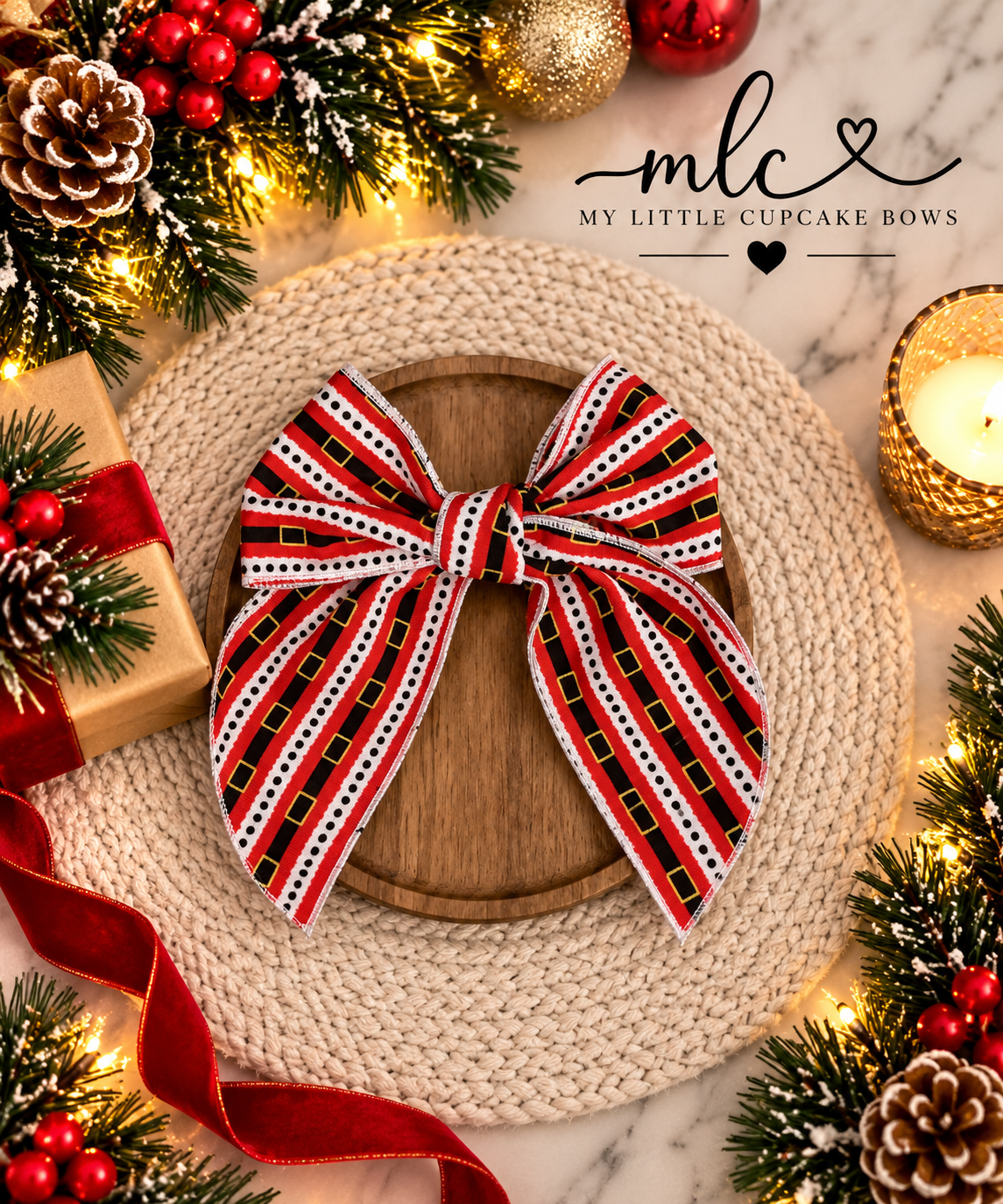 Santa Belt Serged Bow