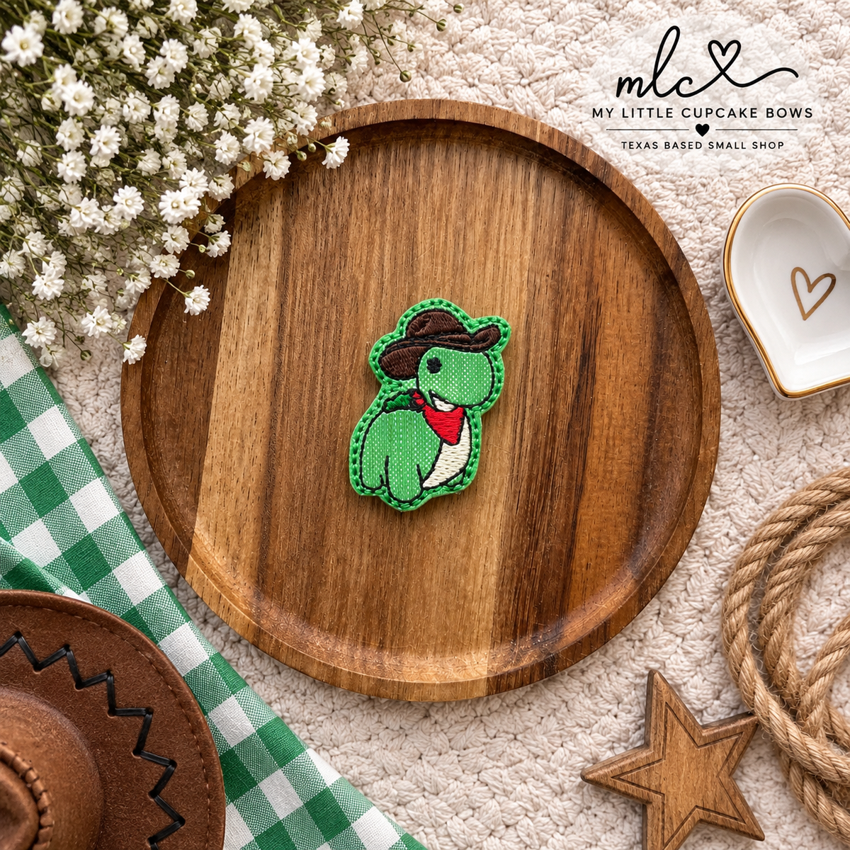 Cowboy Dino Feltie Clip