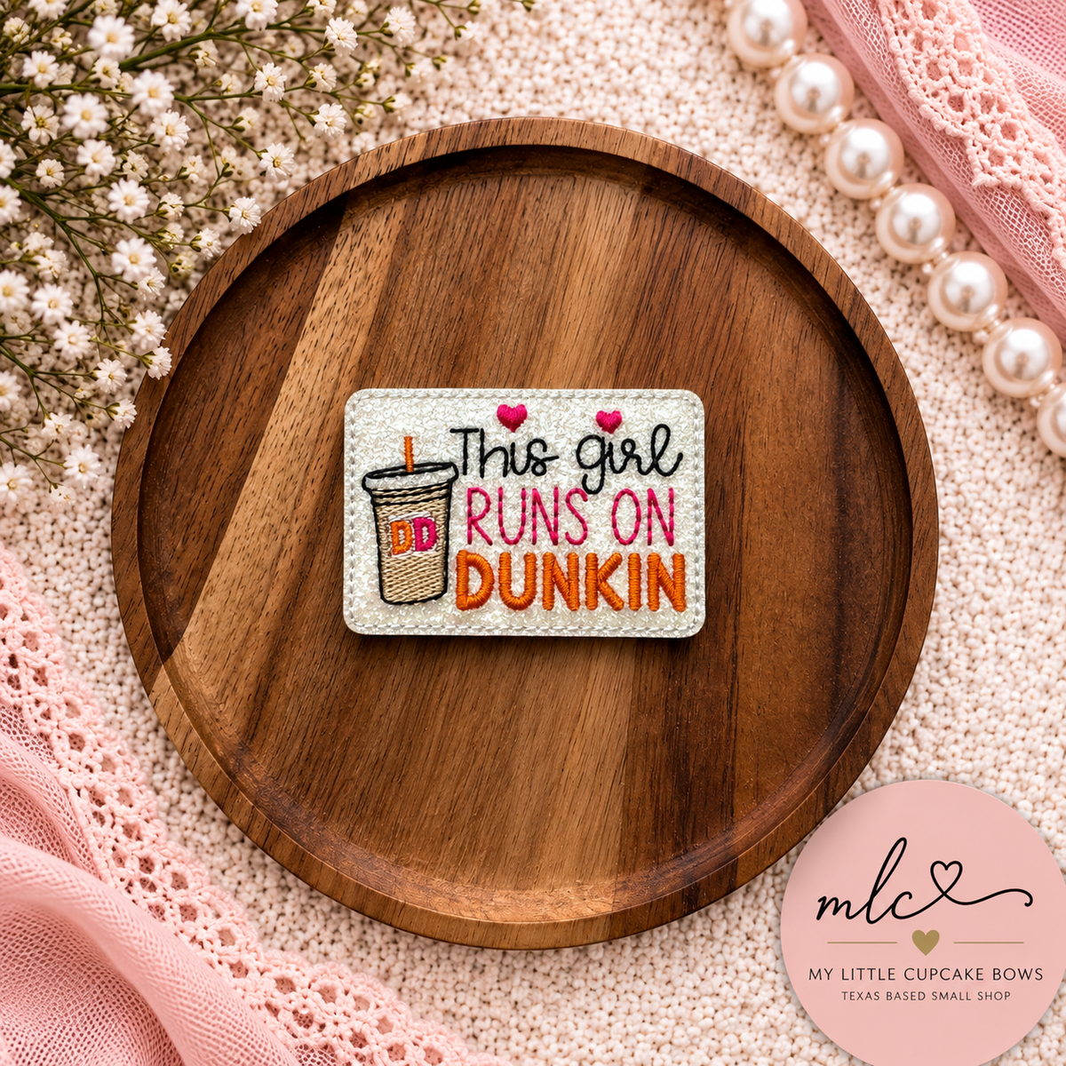 This Girl Runs on Dunkin Feltie Clip