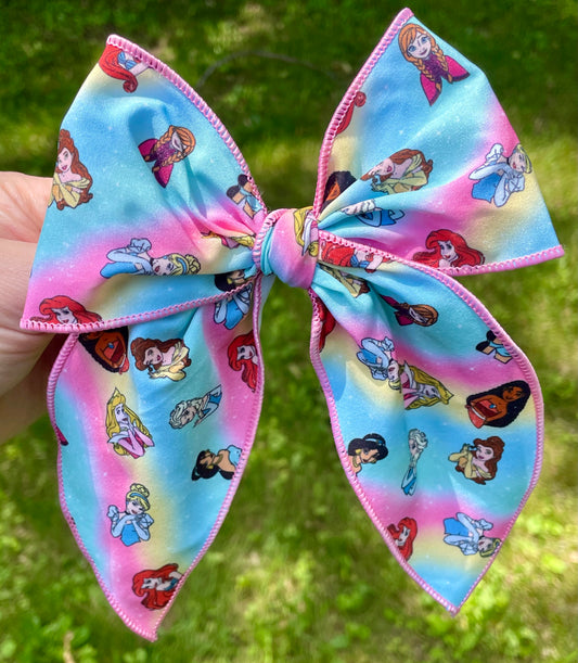 Bright Ombre Princess 5-6in Serged Hand Tied Bow