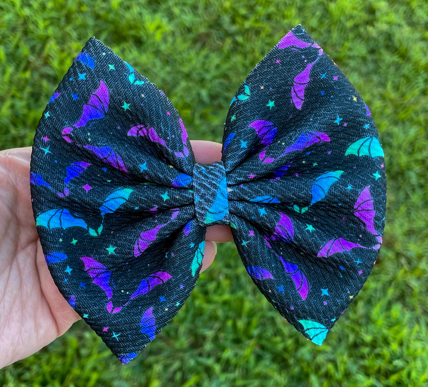 Midnight Ombre Bats Fabric Bow