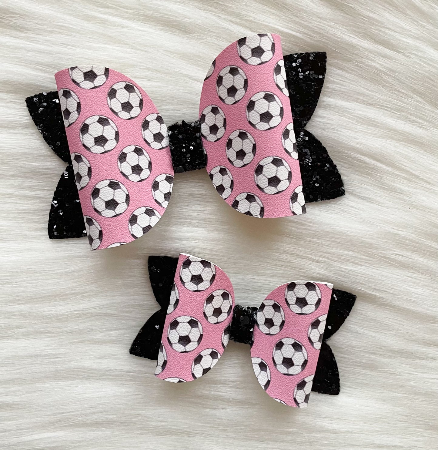 Pink & Black Soccer Beauty Bow