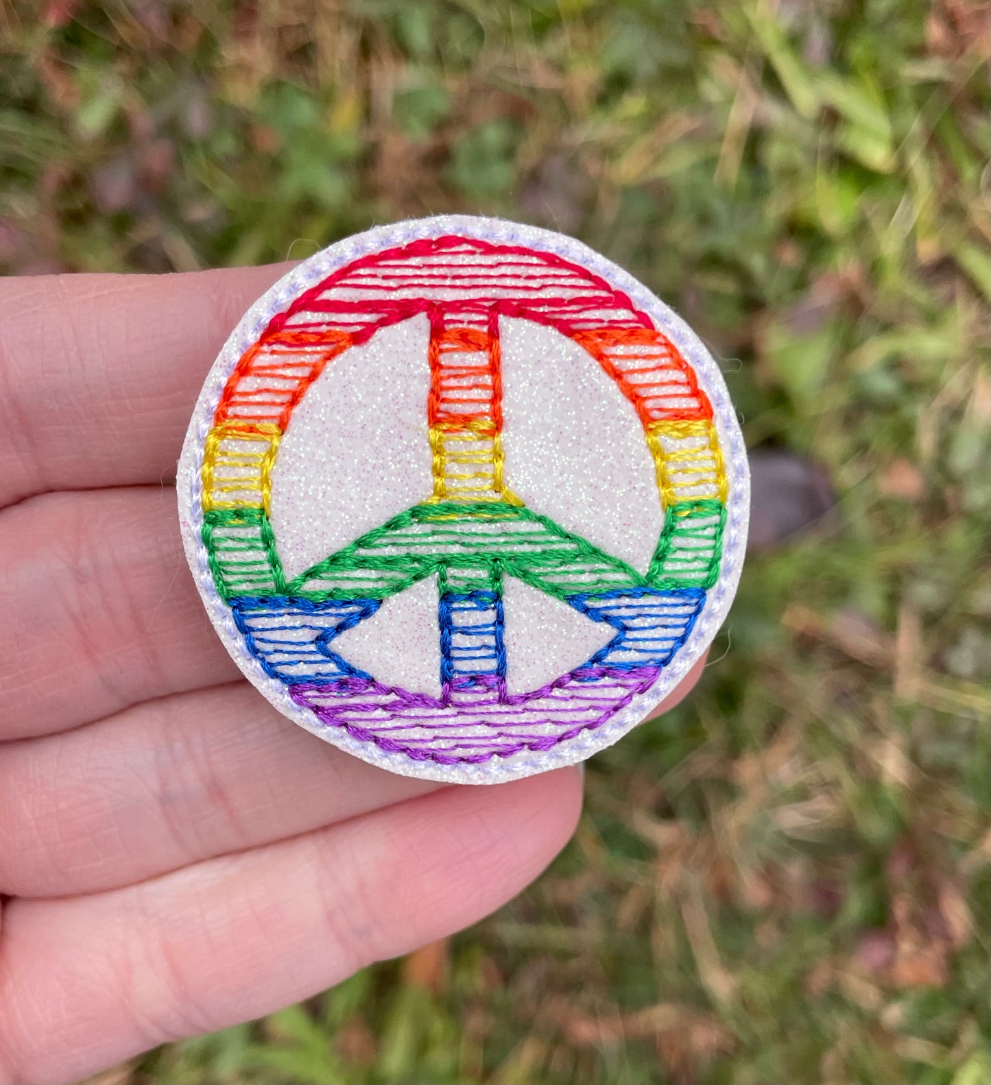 Rainbow Peace Sign Feltie Clip