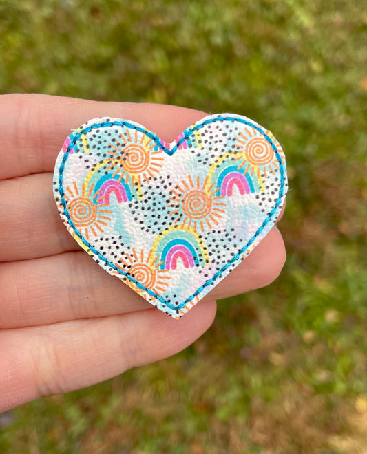 Sunny Rainbow Heart  Feltie