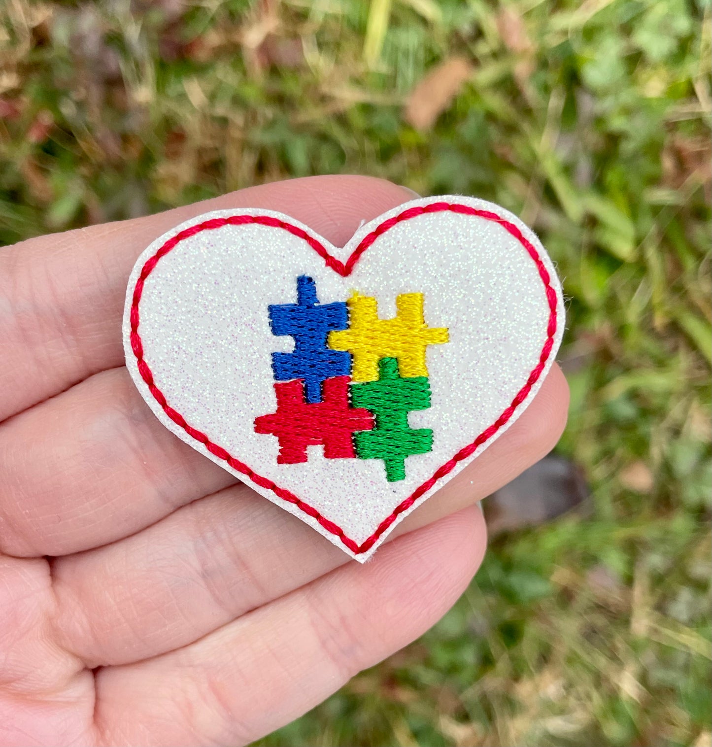 Autism Awareness Heart Feltie Clip