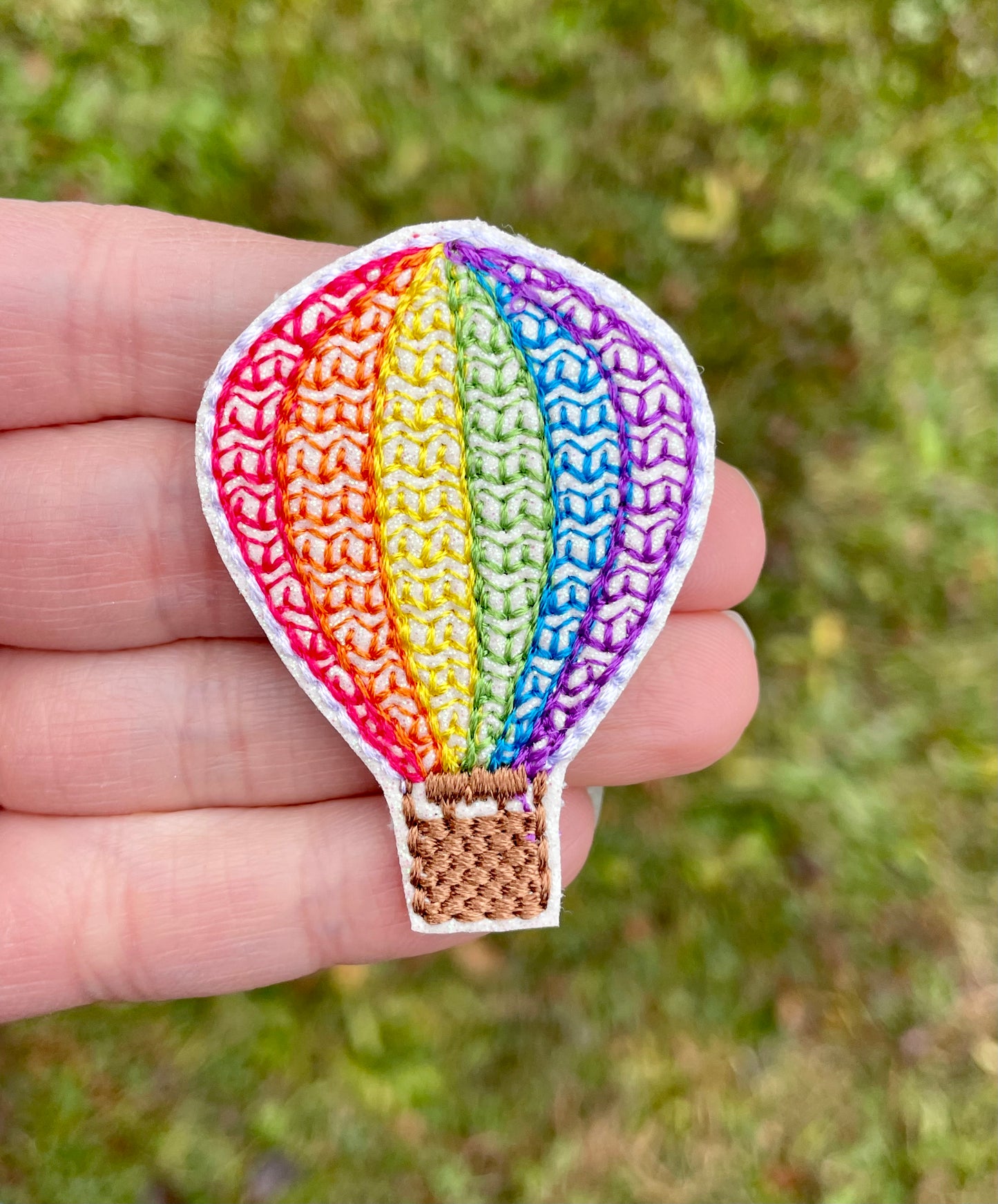 Rainbow Hot Air Balloon Feltie Clip