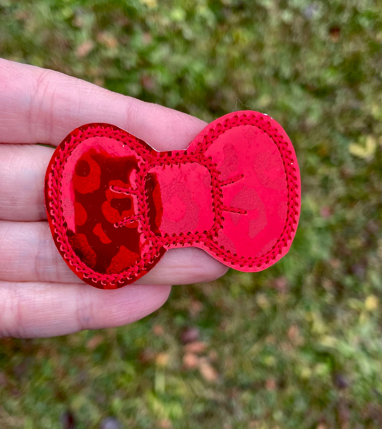 Red Holo Leopard Feltie Snap Clip