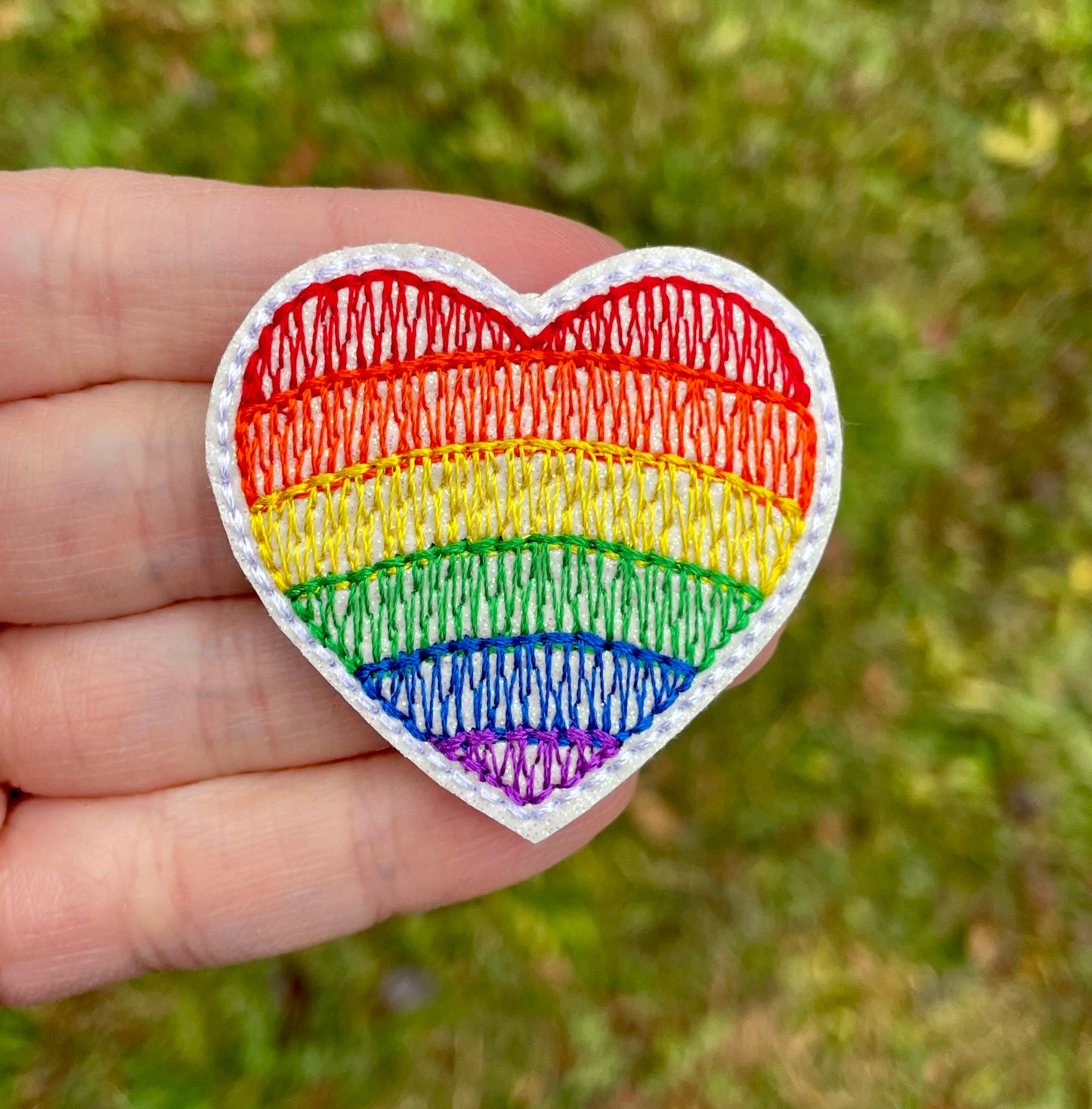 Rainbow Heart Feltie Clip
