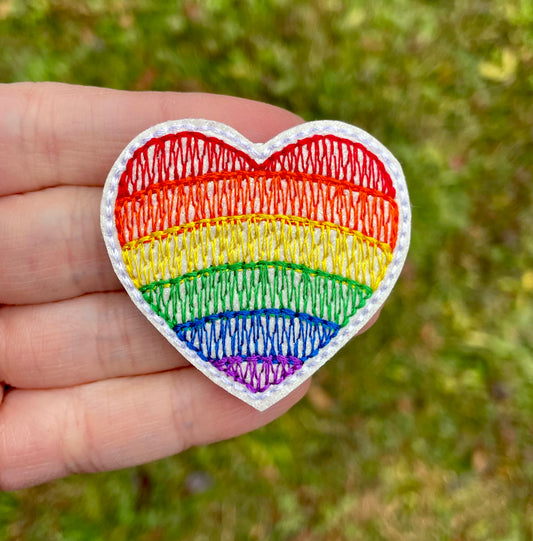Rainbow Heart Feltie Clip