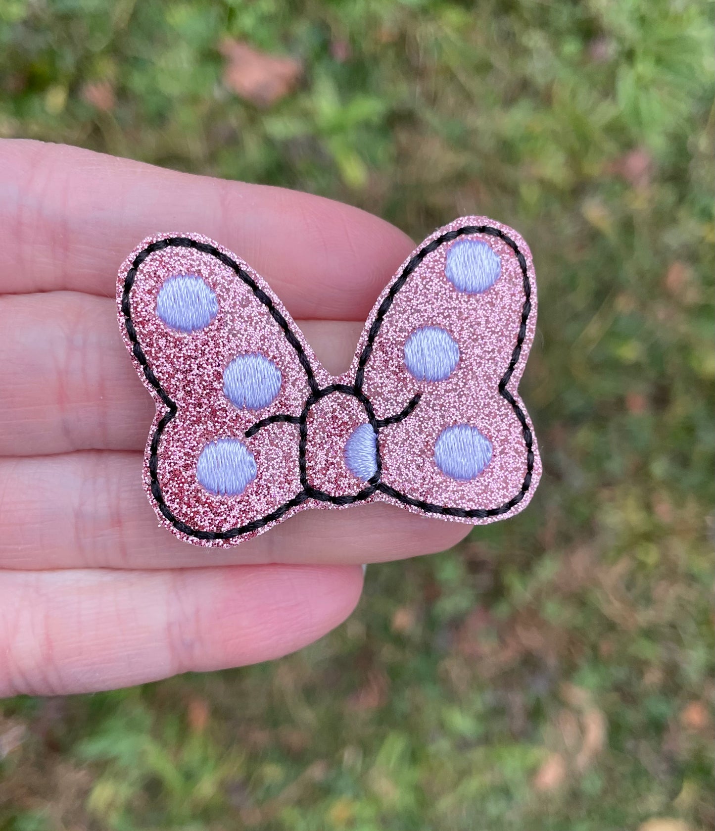 Pink Mouse Bow Feltie Clip