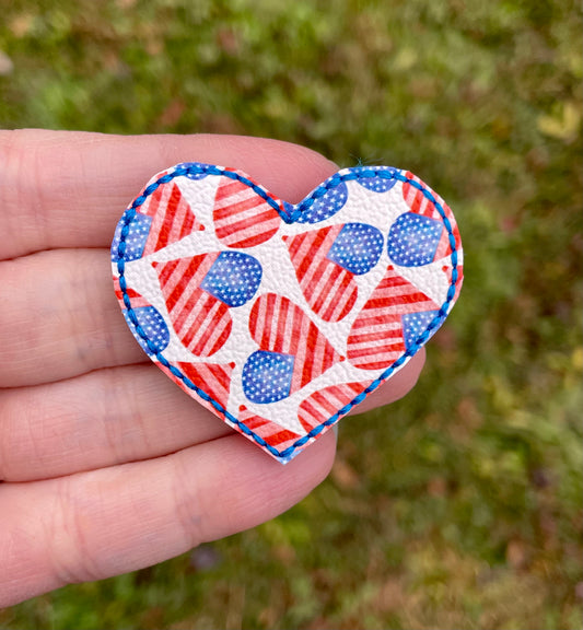 American Flag Heart Feltie Clip