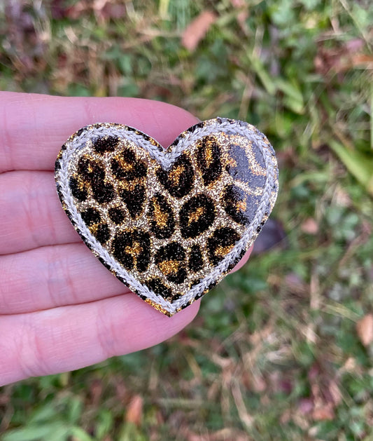 Leopard Heart Feltie Clip