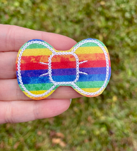 Rainbow Stripe Shimmer Feltie Snap Clip