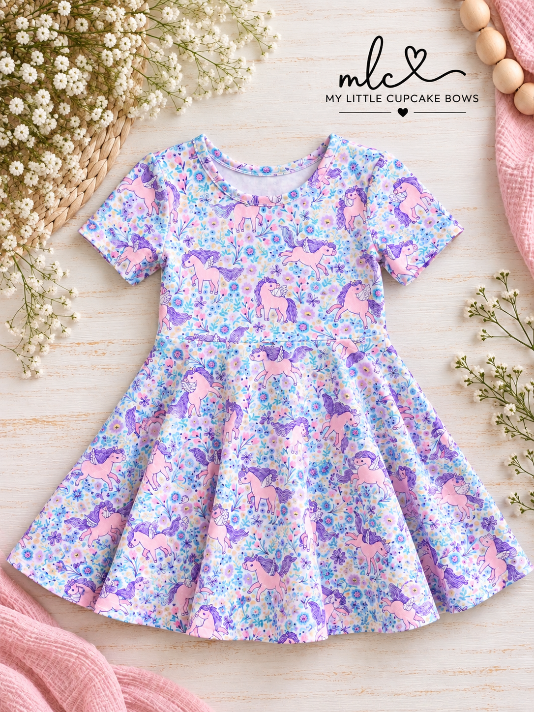 Unicorn Floral Twirl Dress