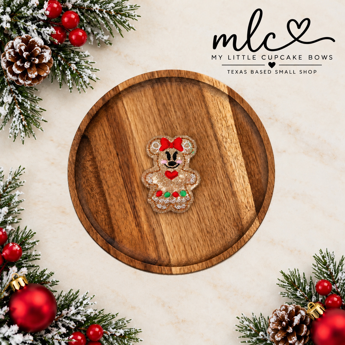 Mouse Girl Gingerbread Feltie Clip