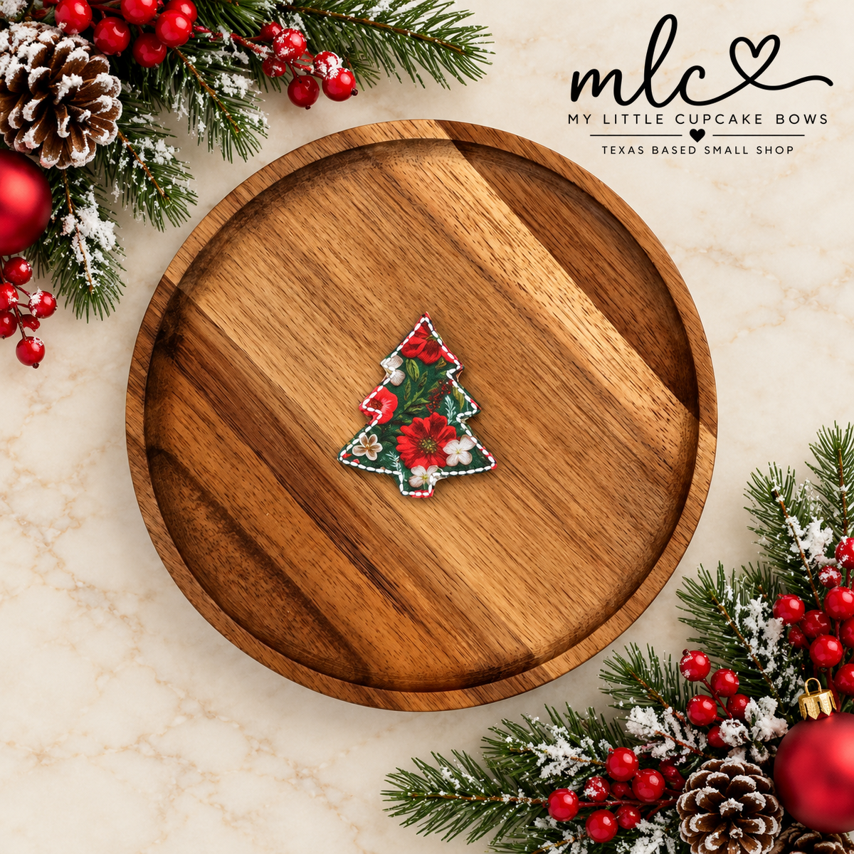 Festive Floral Tree Feltie Clip