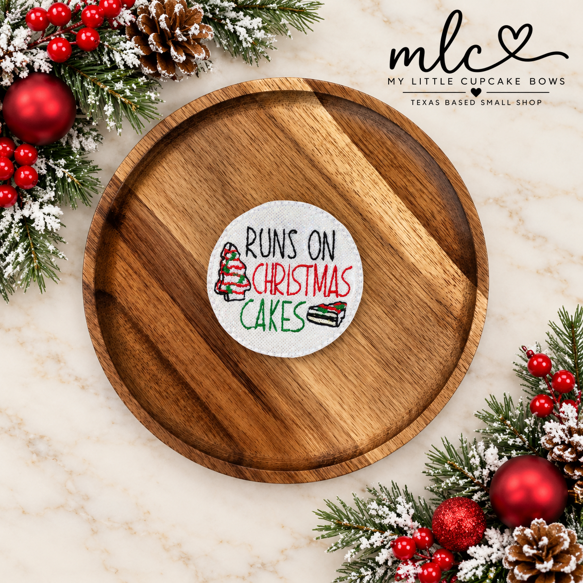Runs on Christmas Cakes Feltie Clip