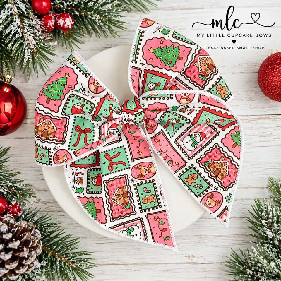 Patchwork Christmas Serged Bow