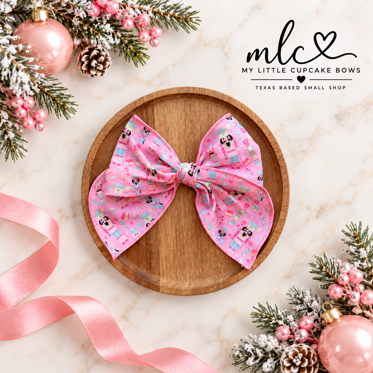 Hot Pink Nutcracker Serged Bow