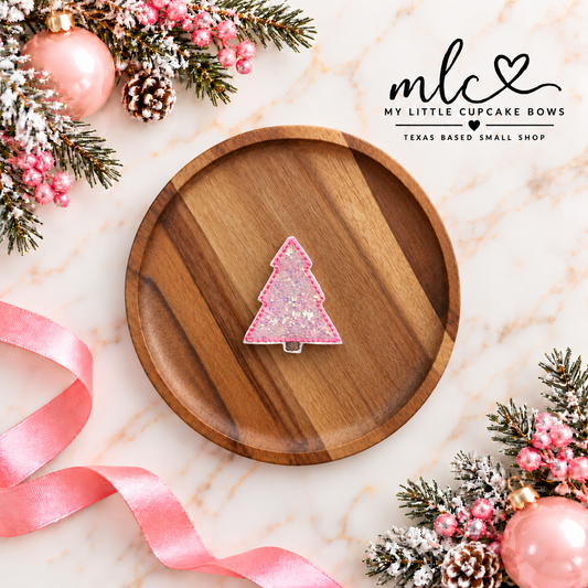 Pink Shimmer Tree Feltie Clip