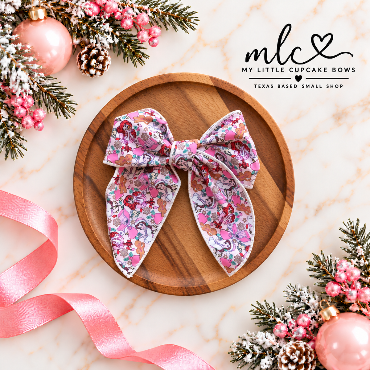 Pinkmas Princess Serged Bow