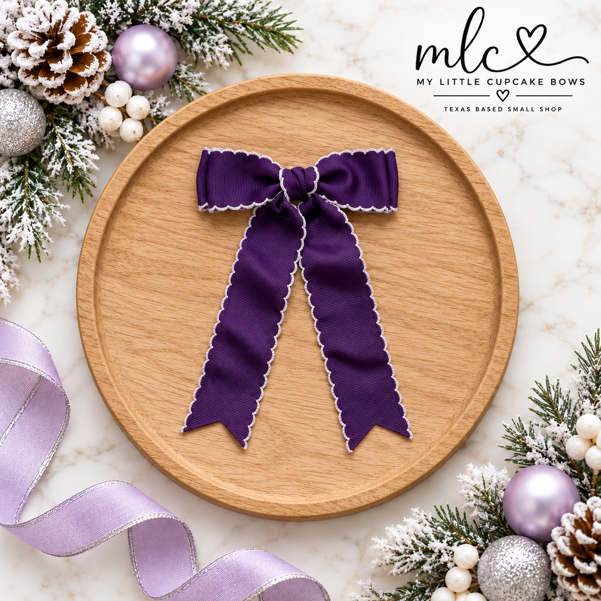 Plum Moonstitch Ribbon Bow