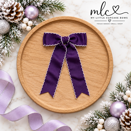 Plum Moonstitch Ribbon Bow