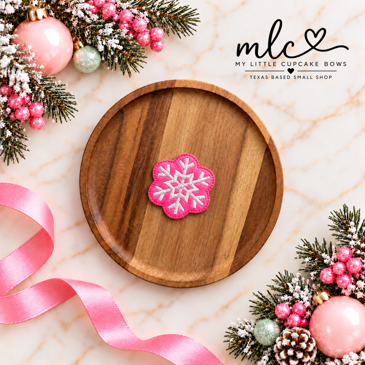 Hot Pink Snowflake Feltie Clip