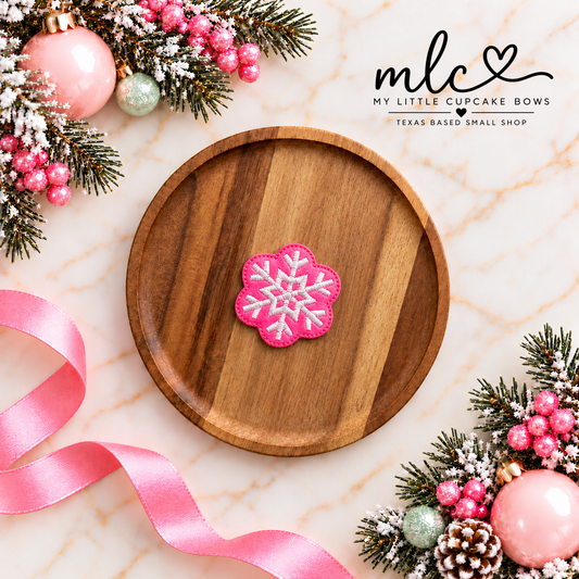 Hot Pink Snowflake Feltie Clip
