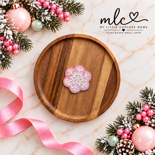 Pink Snowflake Feltie Clip