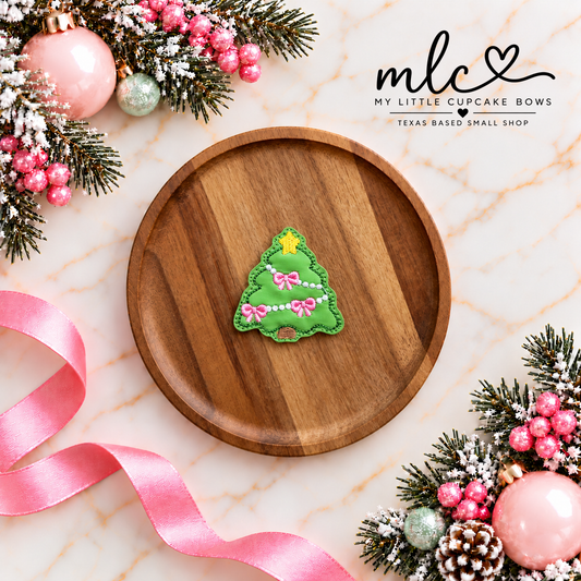 Pink Bows Tree Feltie Clip