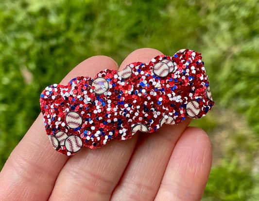 Baseball Glitter Snap Clip