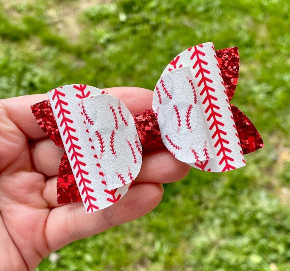 Baseball Stitches 3.5in Dbl Beauty Bow