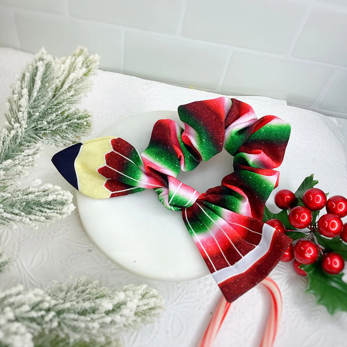 Christmas Pencils Scrunchie