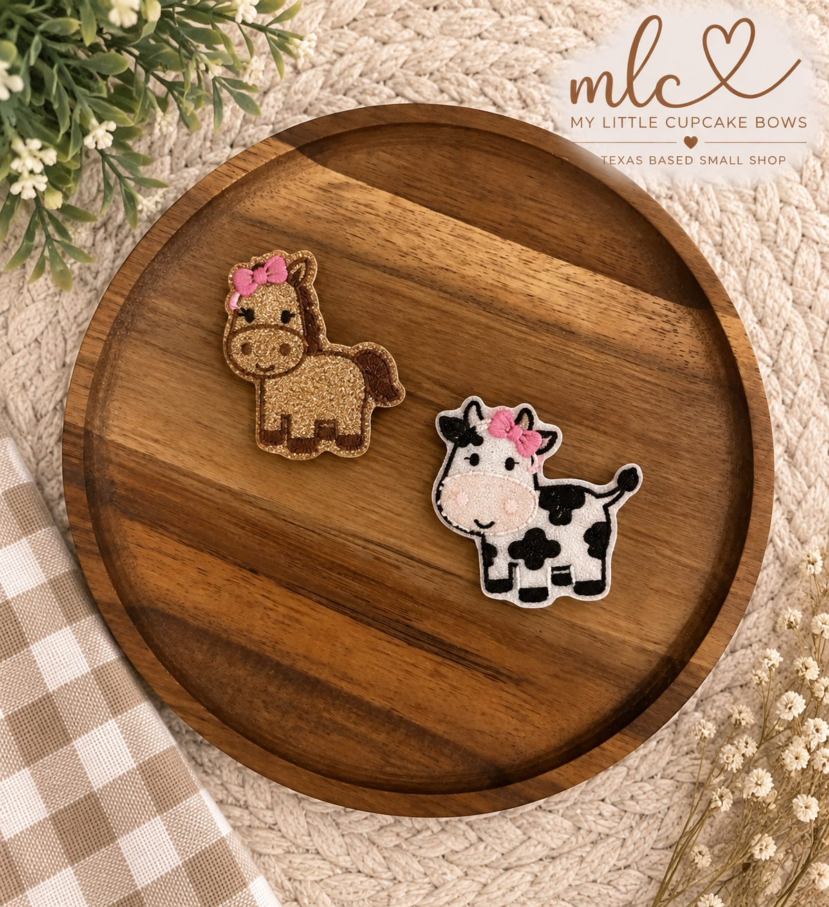 Farm Animals with Bows Feltie Cip