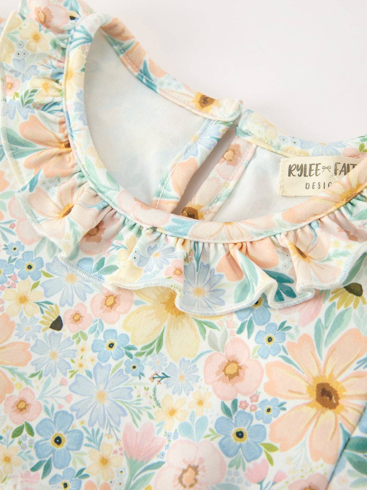 Blue Floral Bow & Lace Dress